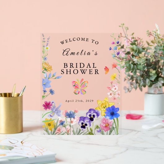 Wildblume Bloom Brautparty Acrylschild (Hochzeit)