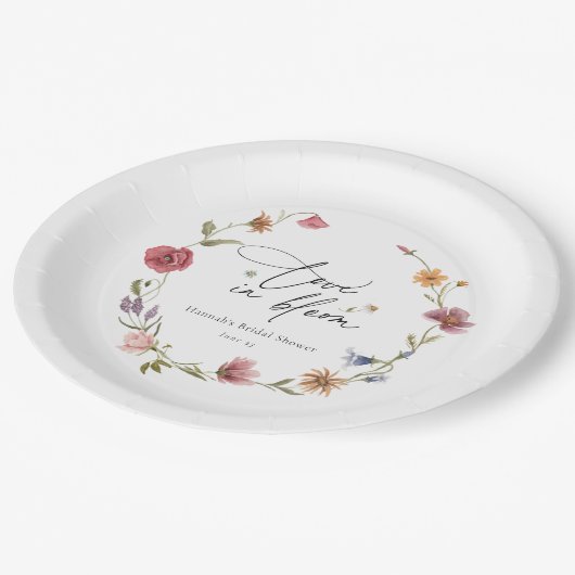 Wildblume Bloom Brautparty Pappteller (Schrägansicht)