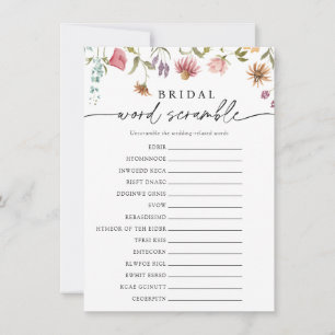 Wildblume Bloom Bridal Word Scramble Game Card Einladung