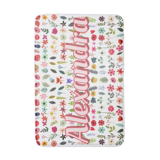 Wildblume Bloom Folksy Folk Art Girl Zimmerdekor Badematte (Vorderseite Vertikal)