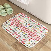 Wildblume Bloom Folksy Folk Art Girl Zimmerdekor Badematte