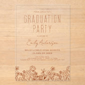 Wildblume Bloom Graduation Party Boho Acryleinladungen (Vorderseite)