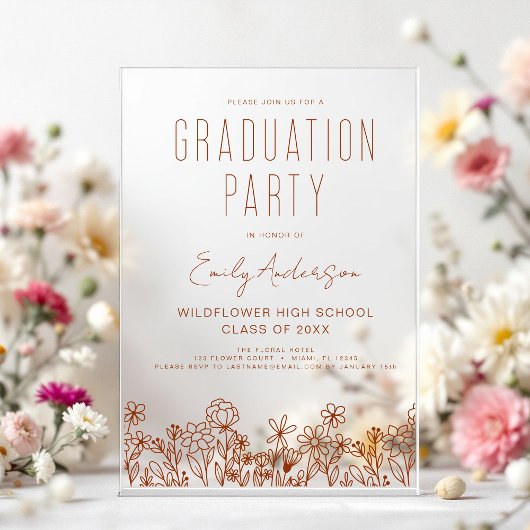 Wildblume Bloom Graduation Party Boho Acryleinladungen