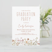 Wildblume Bloom Graduation Party Boho Einladung (Stehend Vorderseite)