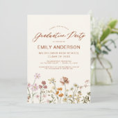 Wildblume Bloom Graduation Party Boho Einladung (Stehend Vorderseite)