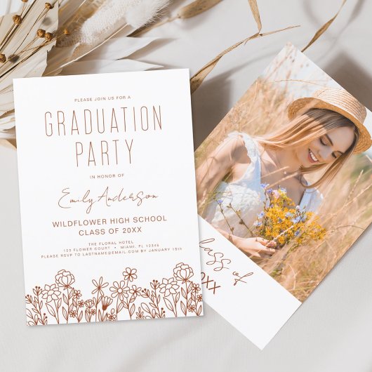 Wildblume Bloom Graduation Party Boho Einladung