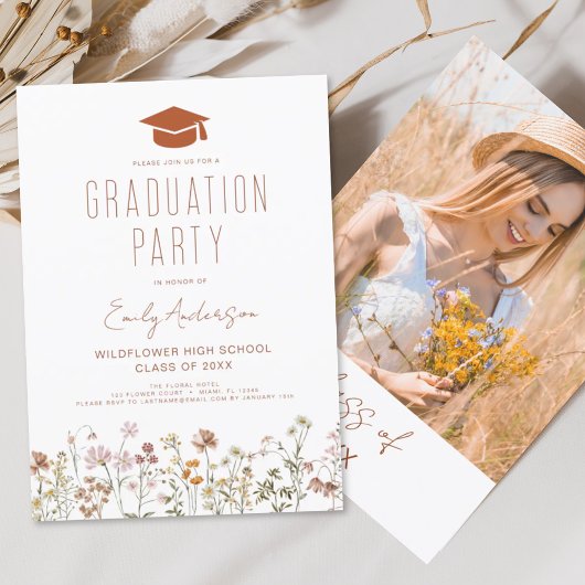 Wildblume Bloom Graduation Party Boho Einladung