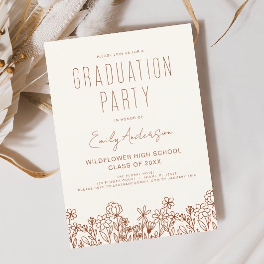 Wildblume Bloom Graduation Party Boho Einladung
