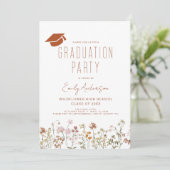 Wildblume Bloom Graduation Party Boho Einladung (Stehend Vorderseite)