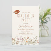 Wildblume Bloom Graduation Party Boho Einladung (Stehend Vorderseite)