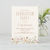 Wildblume Bloom Graduation Party Boho Einladung (Stehend Vorderseite)