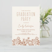 Wildblume Bloom Graduation Party Boho Einladung (Stehend Vorderseite)