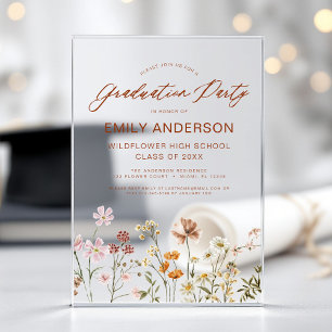 Wildblume Bloom Graduation Party Foto Acryleinladungen