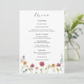 Wildblume Bloom Wedding Menu Menükarte (Stehend Vorderseite)