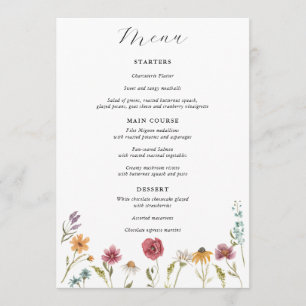 Wildblume Bloom Wedding Menu Menükarte
