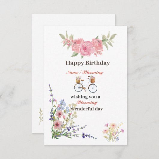 Wildblume Bloomful Happy Birthday Card RSVP Karte (Vorne/Hinten)
