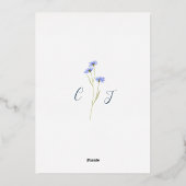 Wildblume Blue and Gold Rustic Wedding Folieneinladung (Rückseite)