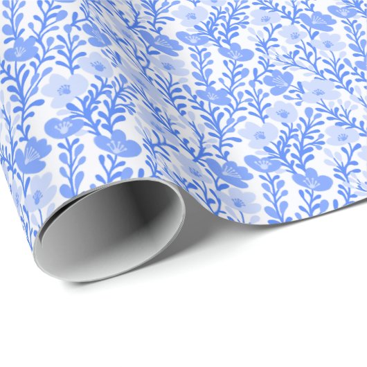Wildblume Blue Blooms Blumen Elegante Elegante Geschenkpapier (Rolleneckpunkt)