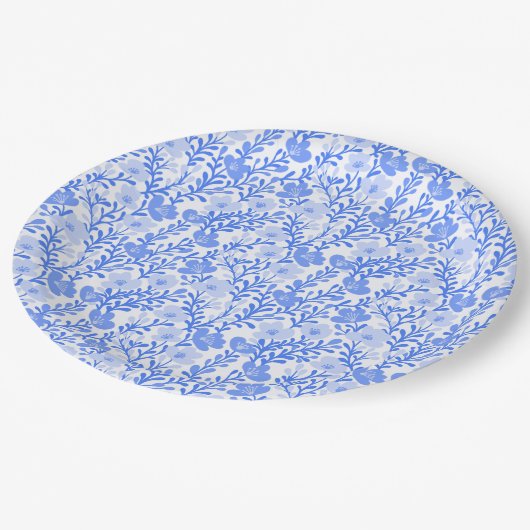 Wildblume Blue Blooms Blütenspülung Custom Pappteller (Schrägansicht)