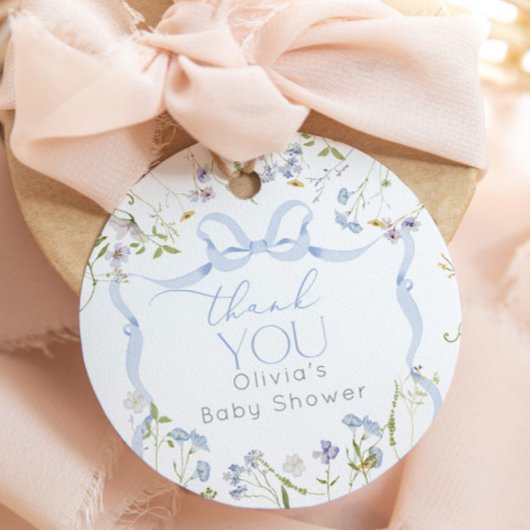 Wildblume Blue Bow Baby Dusche danke Geschenkanhänger