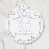 Wildblume Blue Bow Baby Dusche danke Geschenkanhänger (Vorderseite)