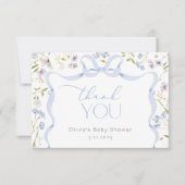 Wildblume Blue Bow Frame Baby Dusche Danke (Vorderseite)