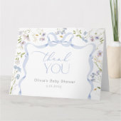 Wildblume Blue Bow Frame Baby Dusche Danke (Vorderseite)
