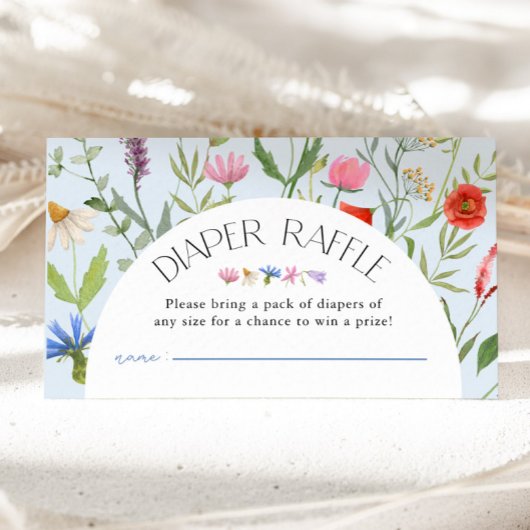 Wildblume Blue Boy Diaper Raffle Baby Dusche Begleitkarte
