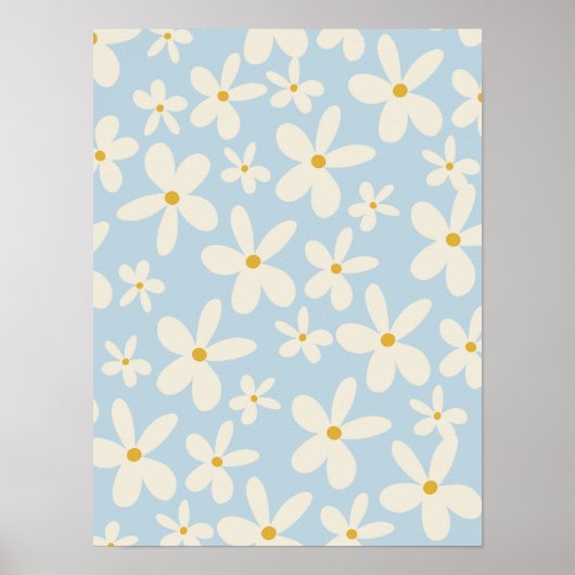 Wildblume Blue Daisies Boho Baby Girl Kinderzimmer Poster (Vorne)