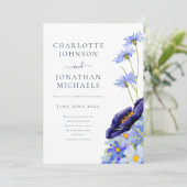 Wildblume Blue Rustic Einladung (Stehend Vorderseite)