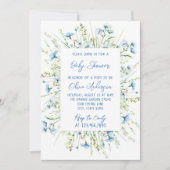Wildblume Blue Watercolor Boho Baby Boy Dusche Einladung (Vorderseite)