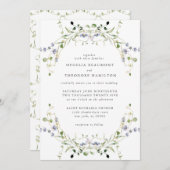 Wildblume Blue Watercolor Elegante Hochzeit Einladung (Vorne/Hinten)