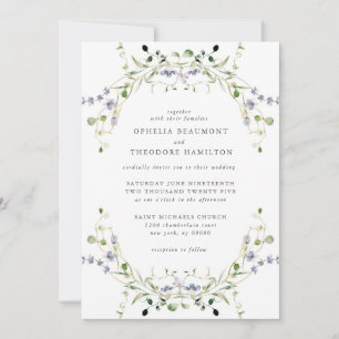 Wildblume Blue Watercolor Elegante Hochzeit Einladung
