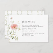 Wildblume Blue Watercolor Hochzeitsempfang Begleitkarte (Vorne/Hinten)