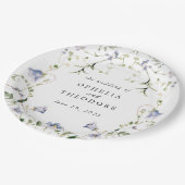 Wildblume Blue Watercolor Wedding Monogram Pappteller (Schrägansicht)