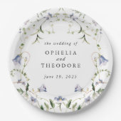 Wildblume Blue Watercolor Wedding Monogram Pappteller (Vorderseite)