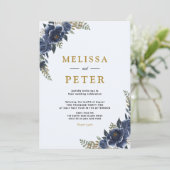 Wildblume Blue Wedding Einladung (Stehend Vorderseite)