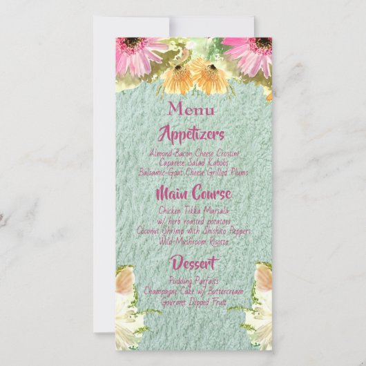 Wildblume Blue Wedding Menus (Vorderseite)