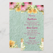 Wildblume Blue Wedding Menus (Vorne/Hinten)