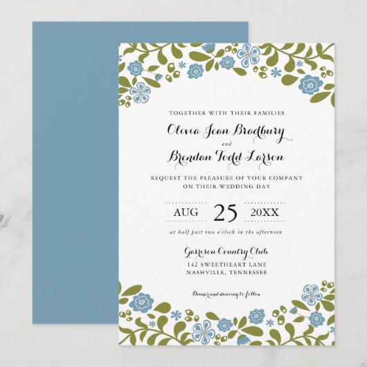 Wildblume blüht | Hochzeit Einladung (Vorne/Hinten)