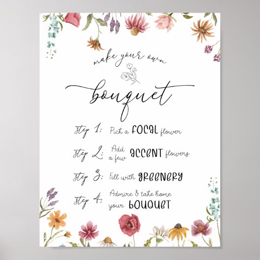 Wildblume Blume Bar Brautparty-Zeichen Poster (Vorne)