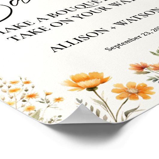 Wildblume Blume Bar signieren Brautparty Blume Poster (Ecke)