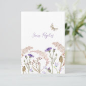 Wildblume Blumen lila Hochzeit im Herbst RSVP Karte (Stehend Vorderseite)