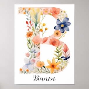 Wildblume Blumenanfang Buchstabe B drucken Poster