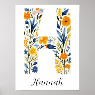 Wildblume Blumenanfang Buchstabe H drucken Poster