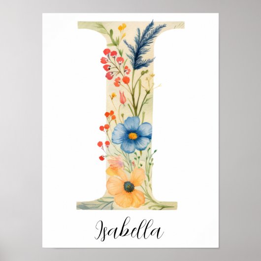 Wildblume Blumenanfänglicher Buchstabe I drucken Poster (Vorne)