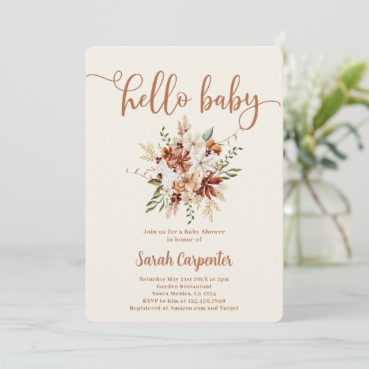 Wildblume Blumenbaby Dusche Mädchen Einladung (Stehend Vorderseite)