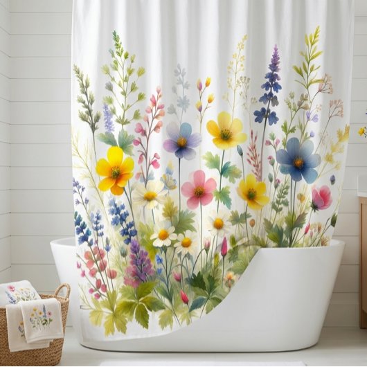 Wildblume Blumenbadewanne Duschvorhang