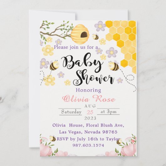 Wildblume Blumenbeere Einladung (Vorderseite)