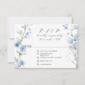 Wildblume Blumenblau und Weiß Elegante Hochzeit RSVP Karte (Vorderseite)